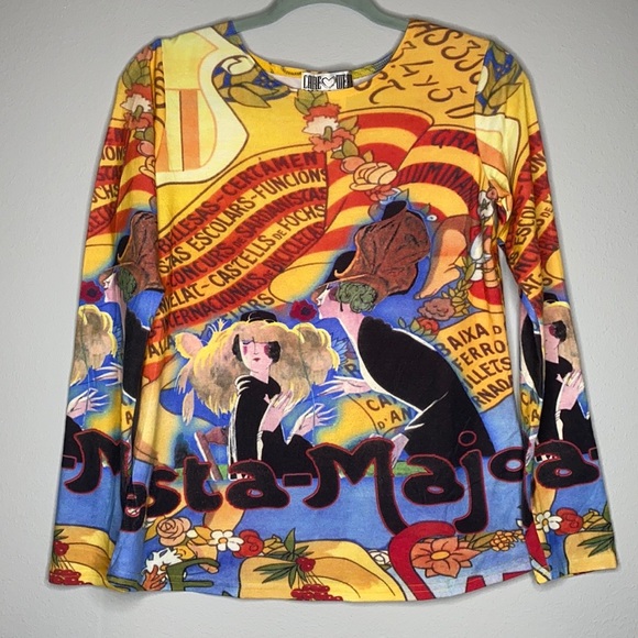 90s Art Deco AOP Shirt S Vintage Jazz Roaring 20s All Over Print 1990s - Picture 5 of 5